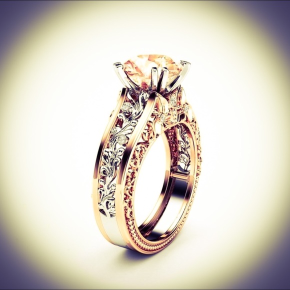 Vintage Jewelry - Vintage 2.1CT 14k Gold Rose 925 Silver Ring